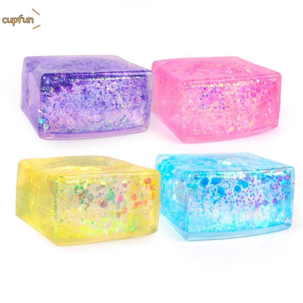 CUPFUN Long lanh Squishy Cube, Slow Rise Malt Sugar Gel Ice Cube, Kết cấu mềm sáng tạo Giải nén Squi