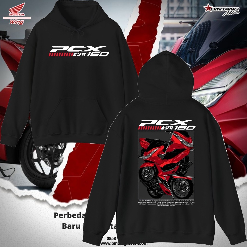 [Áo hoodie] Có Thể Ship Áo hoodie Kaos Distro Honda PCX V1 & V2-Kaos Distro Pounding Nam Nữ Cotton L