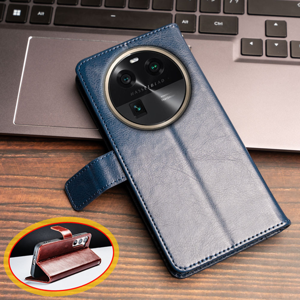 Ví Lật Da Ốp Lưng Điện Thoại Oppo Find X6 Pro PGEM110 PGEM10 PGFM10 Chân Đế Đựng Thẻ Chống Sốc TPU V