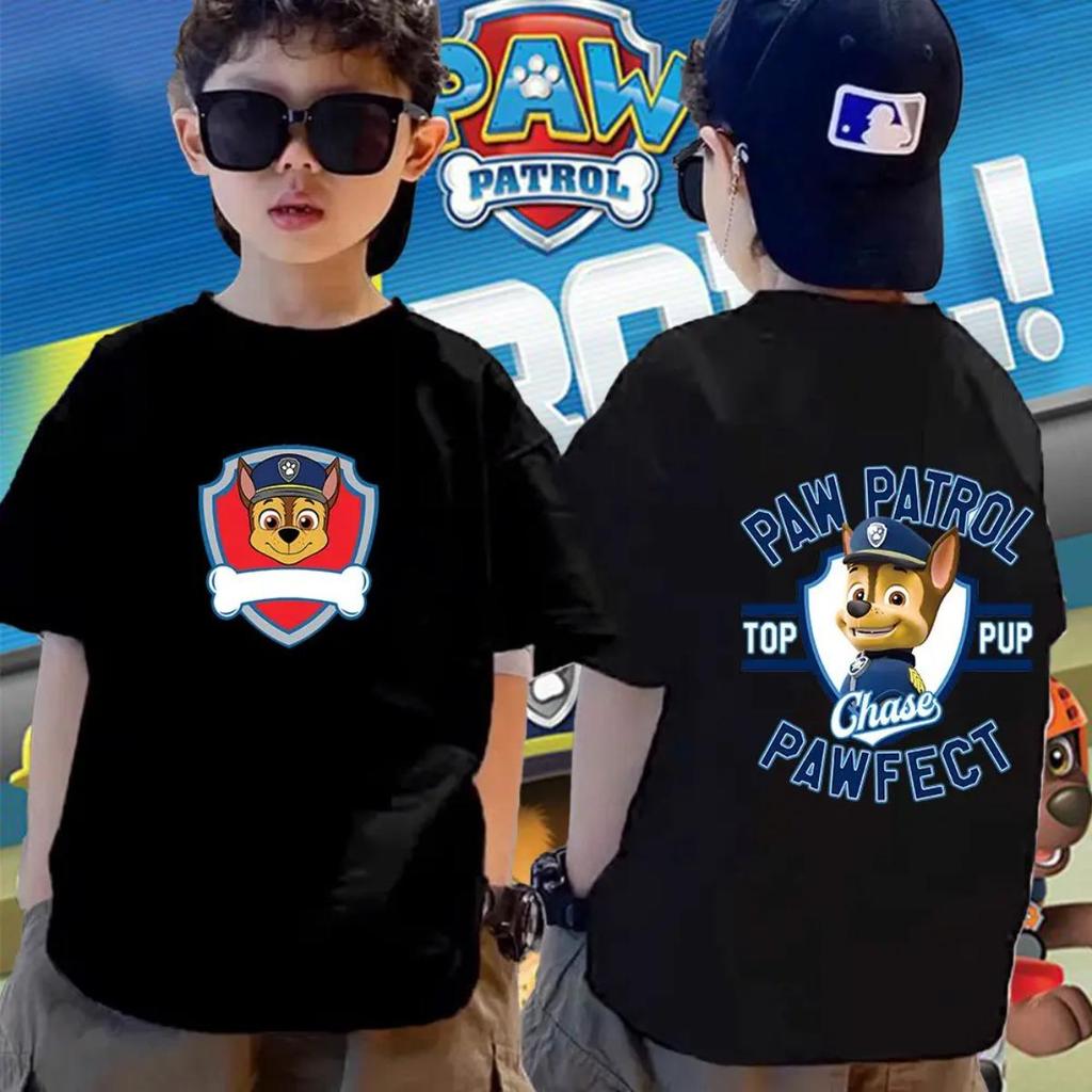 Size hàng ngày trẻ em, cartoon cổ tròn, nam nữ Paw Patrol, Áo thun