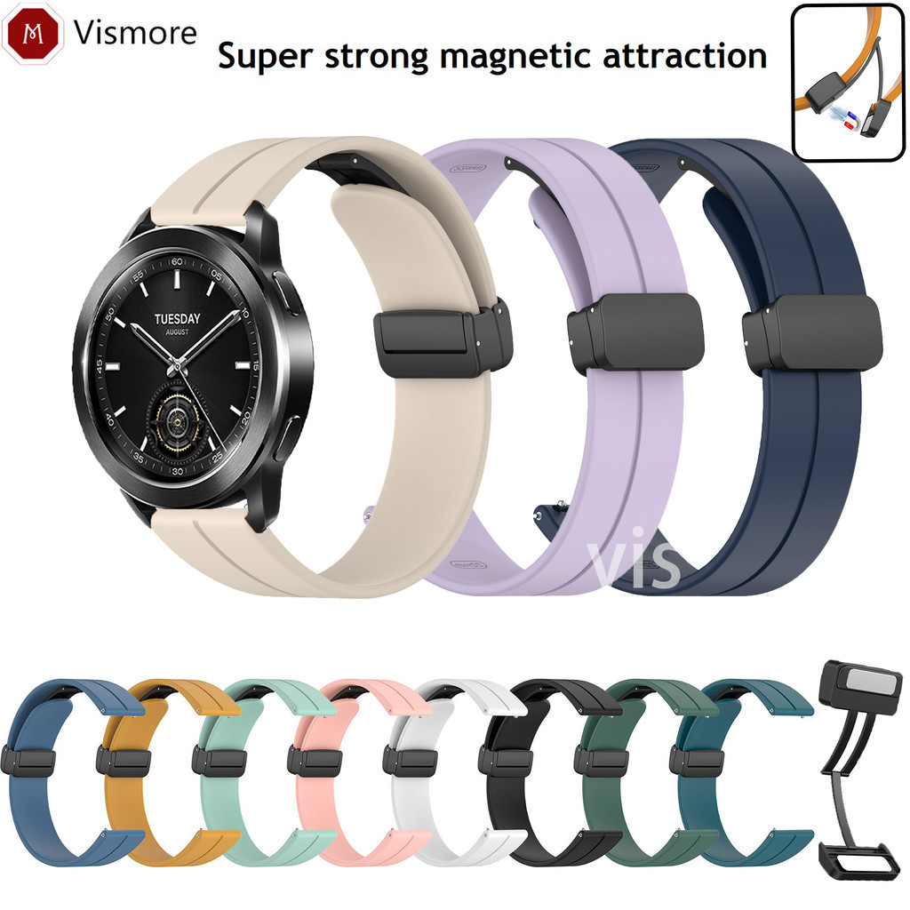 Dây đeo gấp nam châm silicon cho đồng hồ Xiaomi Watch S3 S4 Sport S2 S1 Pro Active Color2 Color Watc