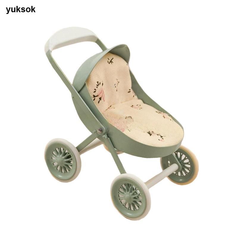 Yuksok Xe Đẩy Thu Nhỏ Đồ Chơi Nhà Búp Bê Nội Thất Mầm Non Nhà Búp Bê Phụ Kiện Cho Bé