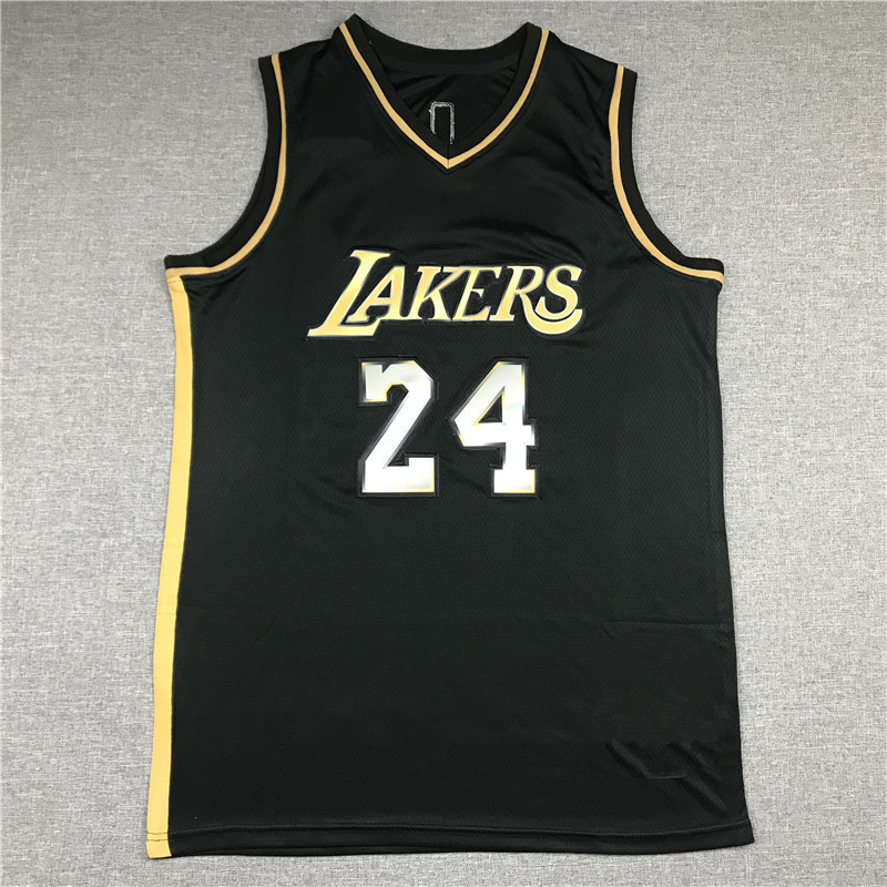 Lakers Không. Áo bóng rổ thêu 24Kobe KOBE BRANT Vàng đen mới