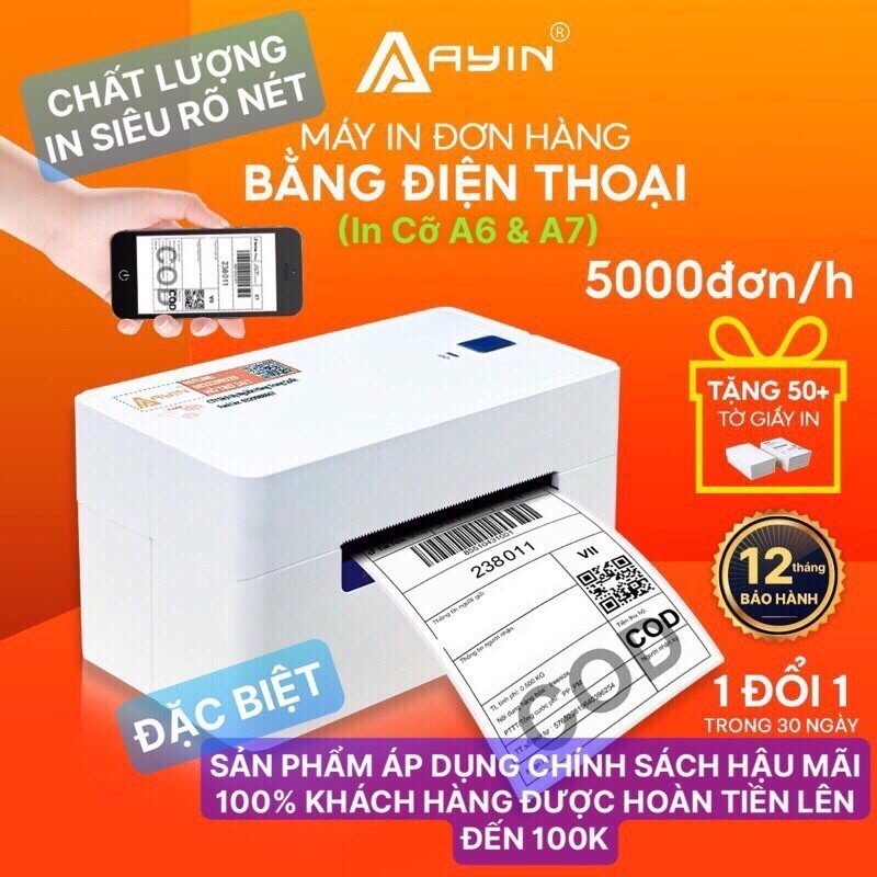 [CHỈ TỪ 900K] MÁY IN NHIỆT AYIN 368BT IN HOÁ ĐƠN BÁN HÀNG BẰNG ĐIỆN THOẠI
