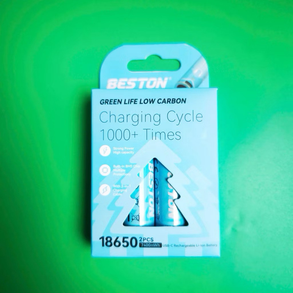 Pin sạc 18650 BESTON 2000mAh 7400mWh cổng sạc USB type-C - chuẩn hãng