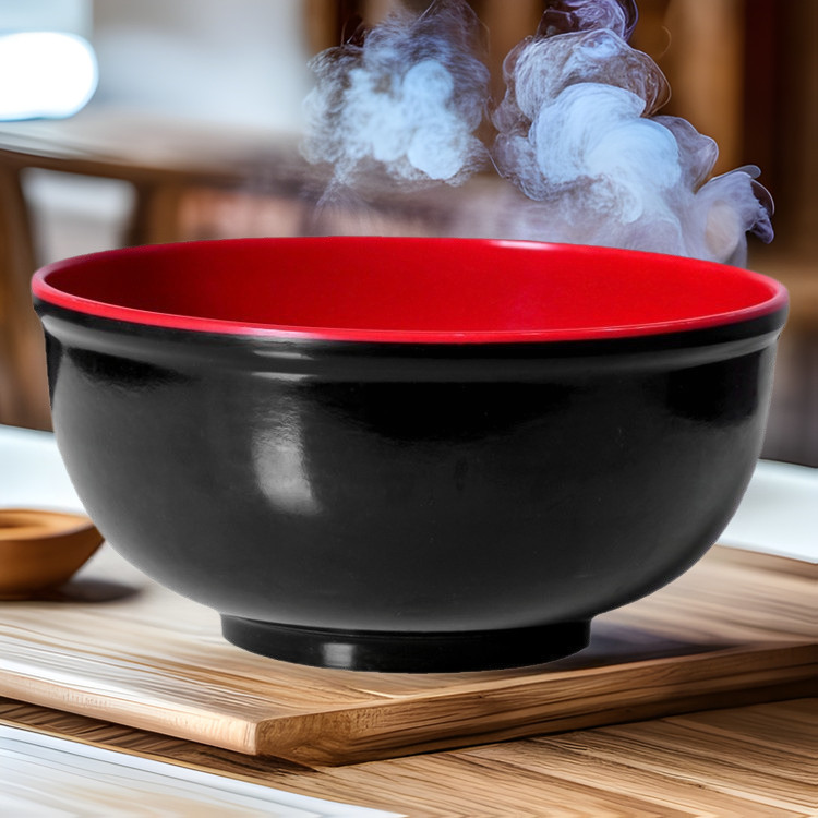 Đỏ Đen Mì Súp Bát Đen Đỏ Melamine Giả Sứ Bát Cơm Súp Mì Bát Melamine Bộ Đồ Ăn LRBC