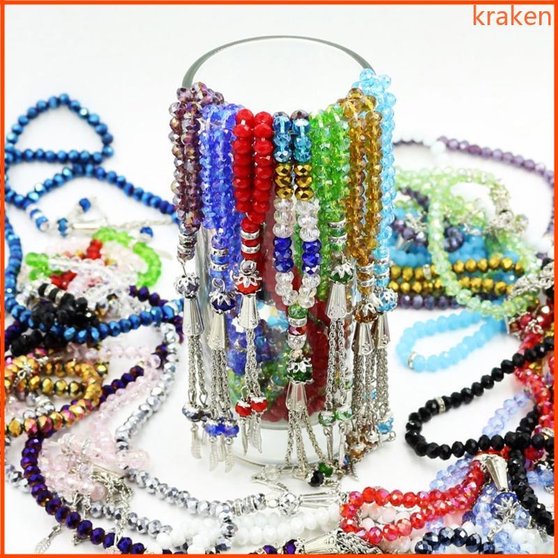 Rosary Bracelet Islamic  99 Bead Glisten Tasbih Glass Prayer Bead Misbaha