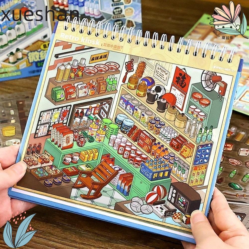 Nhãn dán cảnh cửa hàng XUESHAN, PET 10 cảnh 33 tờ Nhãn dán phong cảnh, Kích thước lớn Nhãn dán cảnh 