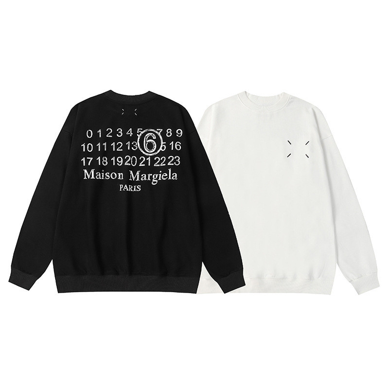 E9OV MM6 Letters LOGO Loose-fit pure cotton terry crew neck sweatshirt, casual and versatile