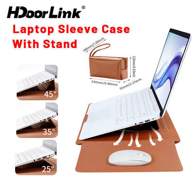 Ốp Lưng Laptop HdoorLink 3in1 Cho 13 14 15 16 Inch Notebook Da PU Bảo Vệ Túi Có Chân Đế
