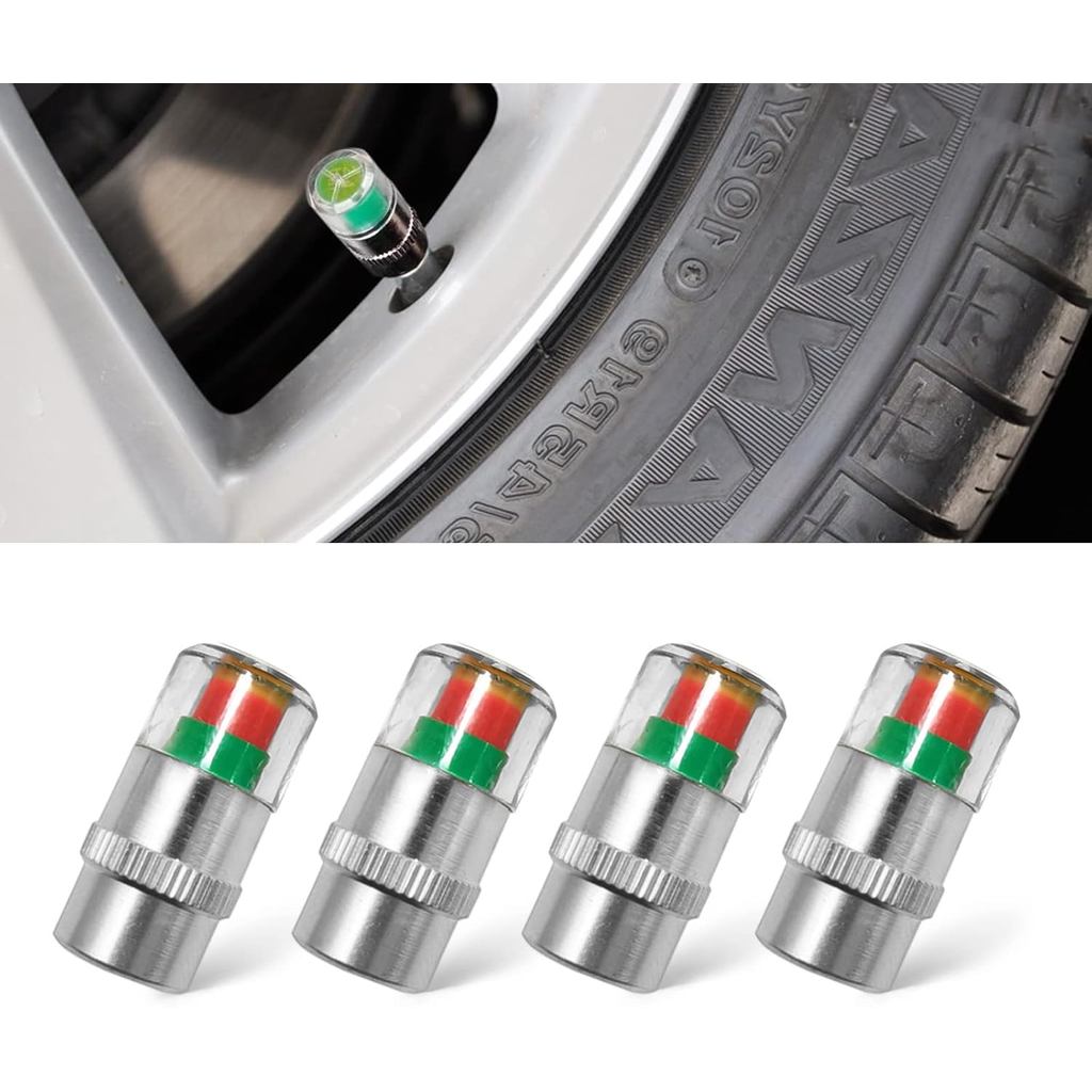 4 Lốp Màn Hình Áp Suất Van Thân Mũ, Đa Năng 32PSI Lốp Xe Ô Tô Màn Hình Van Thân Mũ Cảm Biến Chỉ Báo,