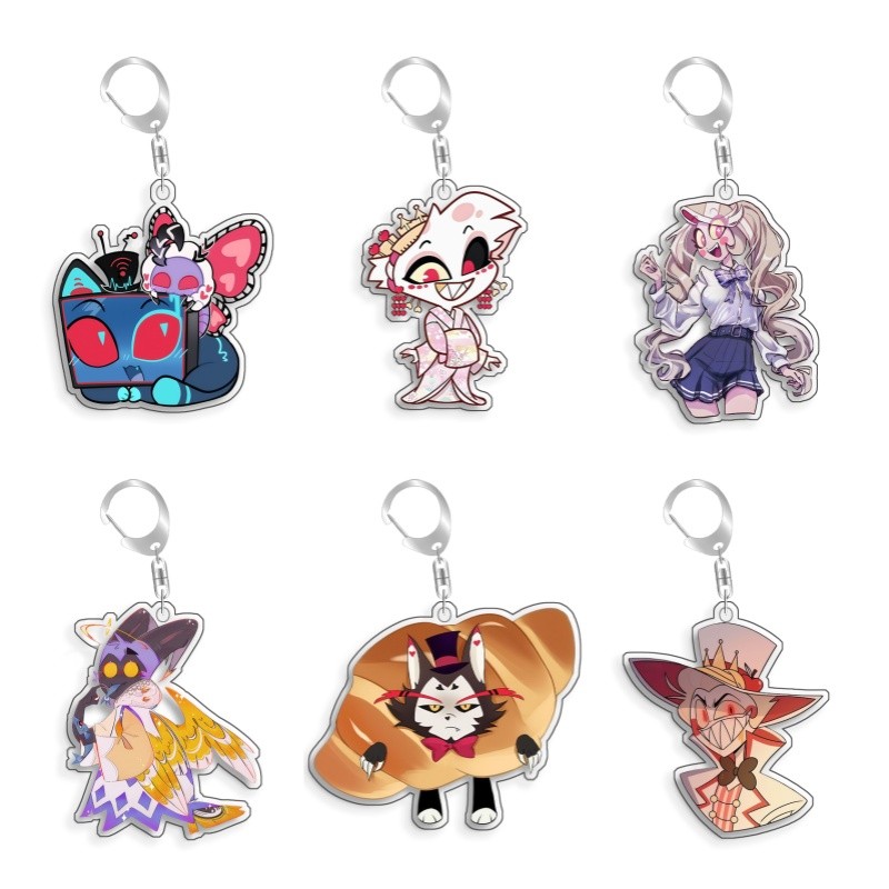 Hazbin Hotel Angel Dust Velvette Angel Dust Alastor selfmade Acrylic Keychain Pendant Bag Charms Gam