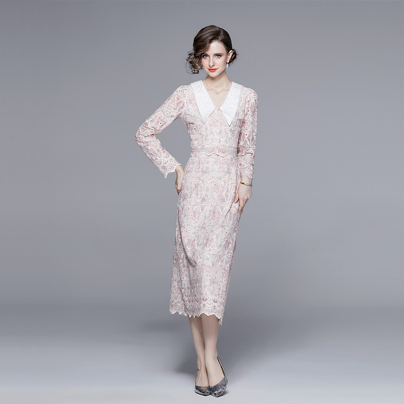 Fashionable and youthful pink skirt suit for women2024Spring and Autumn Outfit: Embroidered Lace Two