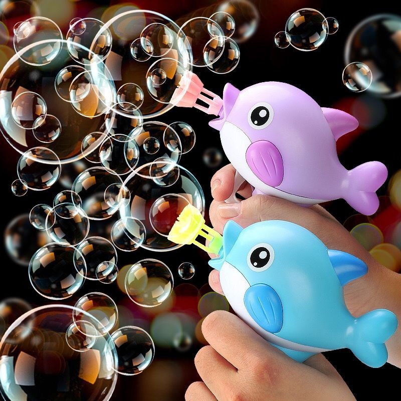 Hướng dẫn sử dụng cho trẻ em Máy bong bóng chống nước Cá heo bong bóng nước Refill Liquid Spit Bubbl