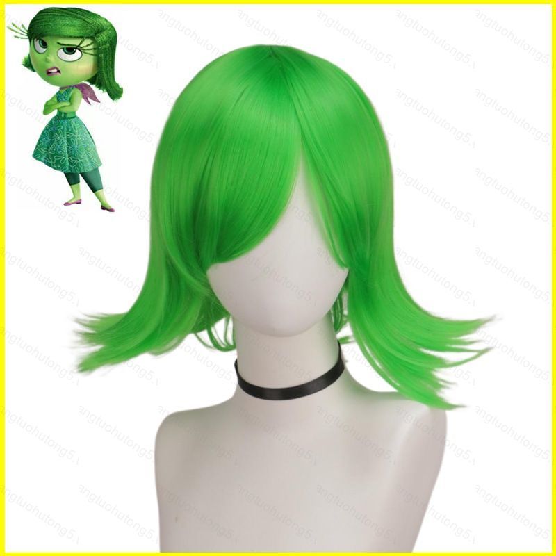 Tóc giả cosplay inside out màu xanh nhộn, mềm mại và chịu nhiệt, phù hợp cho lễ hội Halloween
