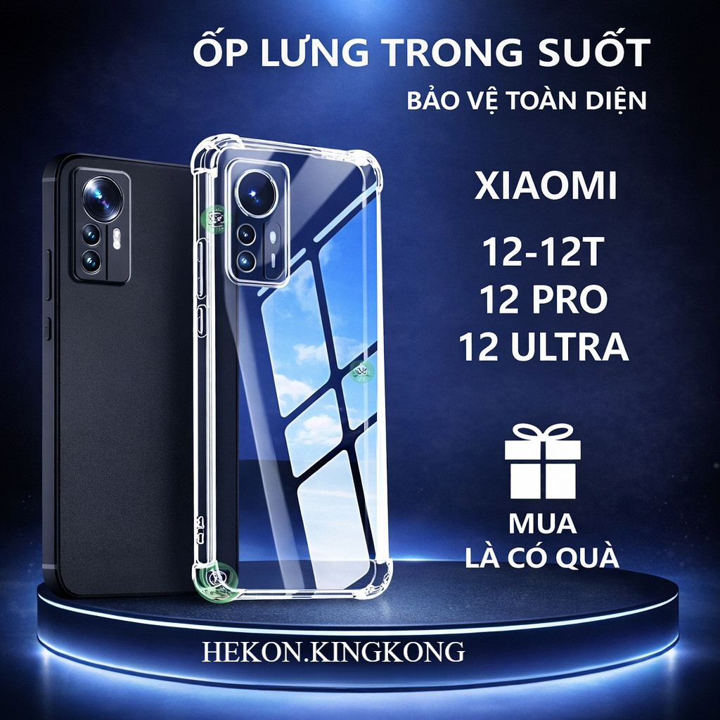 Ốp lưng chống sốc Xiaomi 12/ 12T/ 12S/ 12X/ 12S Pro/ 12S Ultra /12 Lite trong suốt, silicon, bảo vệ 