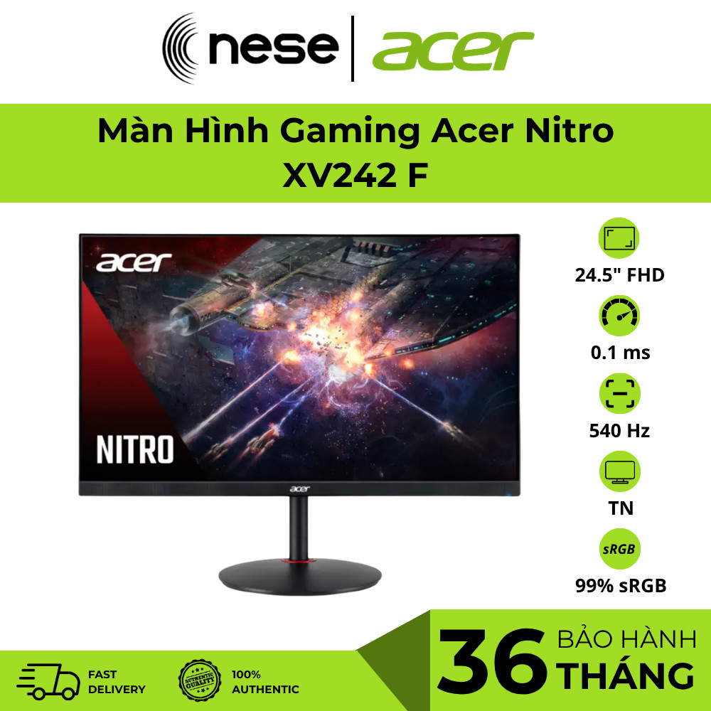 Màn Hình Gaming Acer Nitro XV242 F 24.1” FHD 540Hz 0.1ms TN HDR400 DP HDMI BH 36T