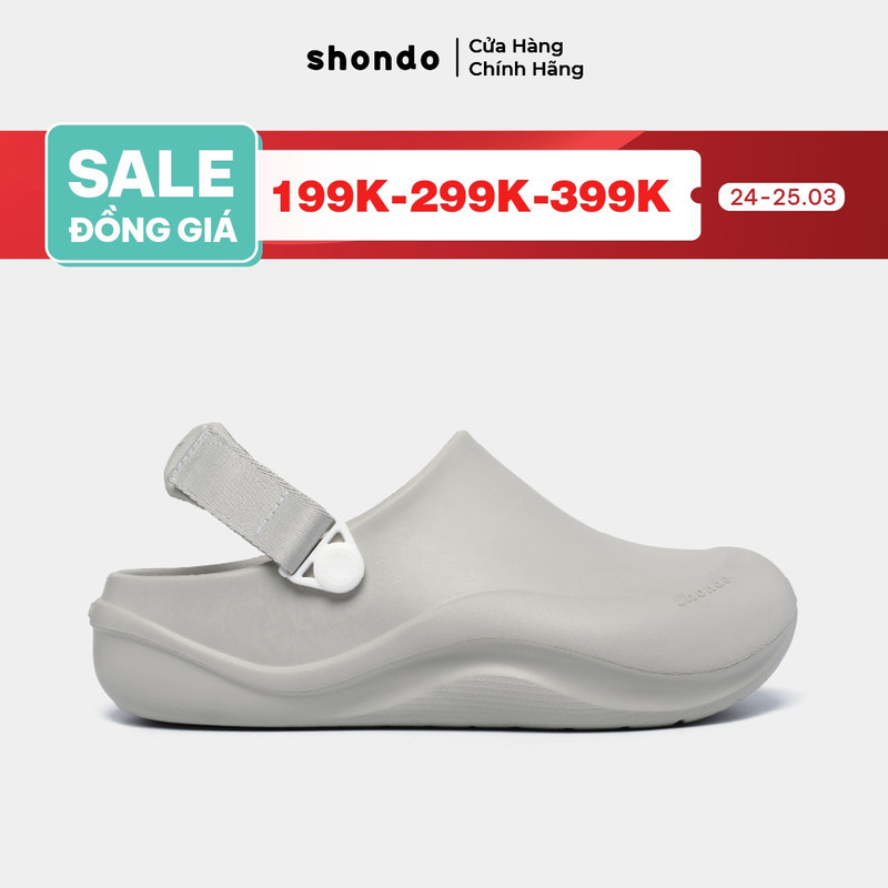 Giày Clog Unisex Suke Shondo Nhựa Đúc Nguyên Khối - Đế Cao 4cm Hack Dáng Màu Xám SUK2222