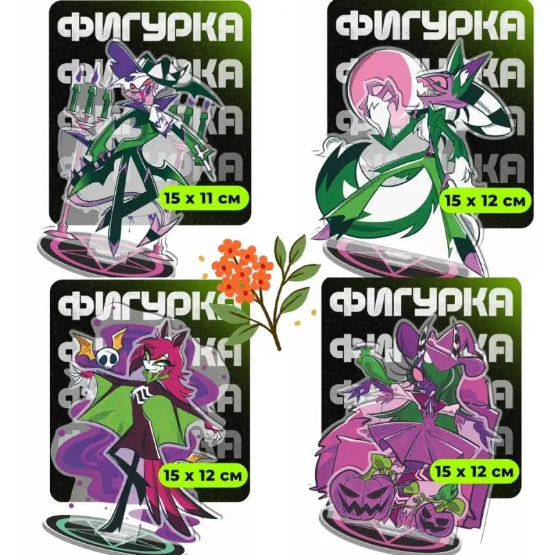 Standee Helluva Boss mô hình mica nhân vật Helsa Kimie Pentious Velvette trang trí bàn học decor quà