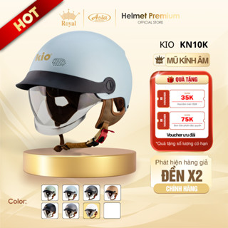 Mũ Bảo Hiểm Nam Nữ Nửa Đầu Kio KN10K Có Kính Âm , Lưỡi Trai, Thông Gió, Lót Êm, Ốp Tai Da Chính Hãng
