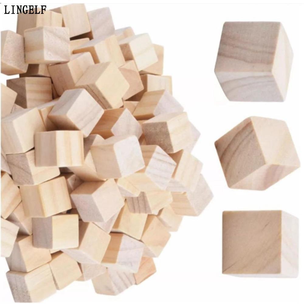 LINGELLF 100 Khối Gỗ, Khối Gỗ Vuông 2cm, Gỗ Chưa Hoàn Thành Màu Gỗ Chưa Hoàn Thành Bề Mặt Mịn DIY Gỗ