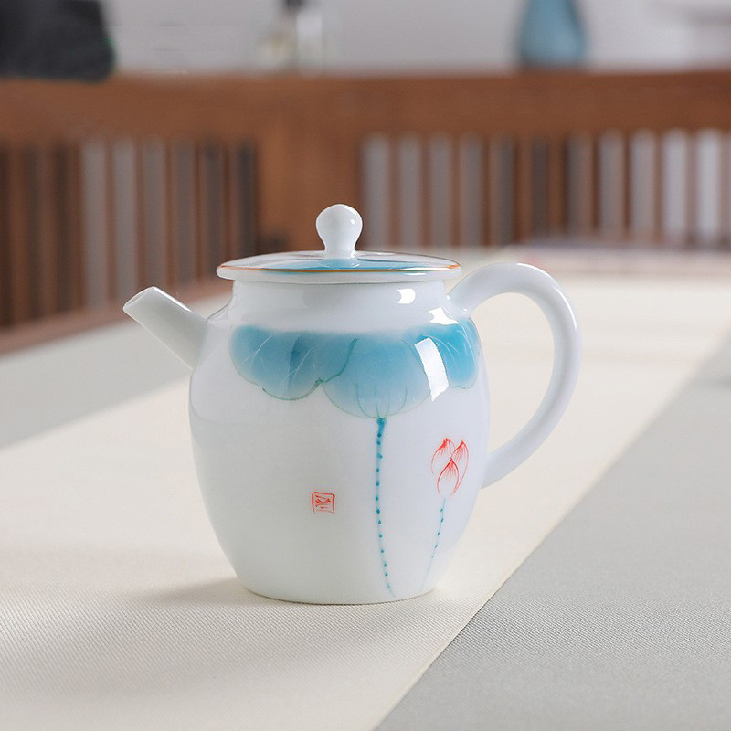 Ấm Trà Sứ Trắng Bạch Định pha trà đạo 190 ml