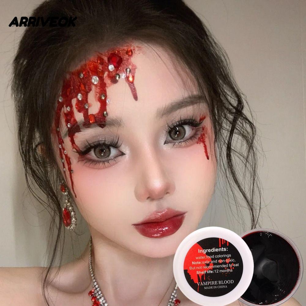ARRIVEOK Gel Máu Giả, Dễ Dàng Vệ Sinh Thân Thiện Với Da Dày Máu Giả, Trang Điểm Nóng Ma Cà Rồng Sẹo 