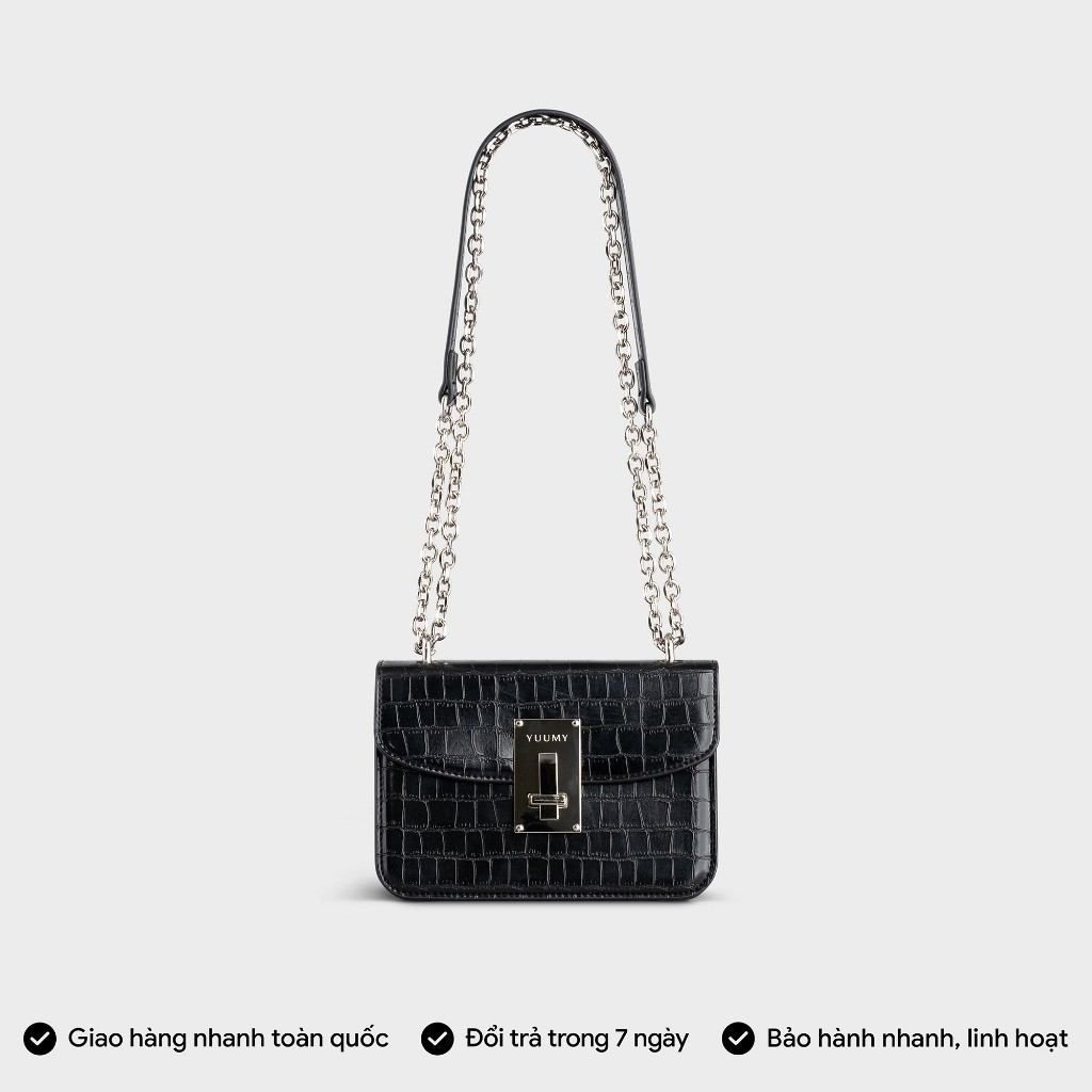 Túi Yuumy (Thời trang nữ phối khóa trang trí size 18 - Túi đeo chéo da Verein YN186)