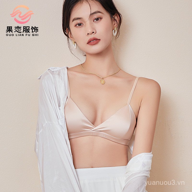 Quần Lót Nữ Thiết Kế Không Dây Tam Giác Nhỏ Ngực từ Vải Lụa Mỏng Bóng