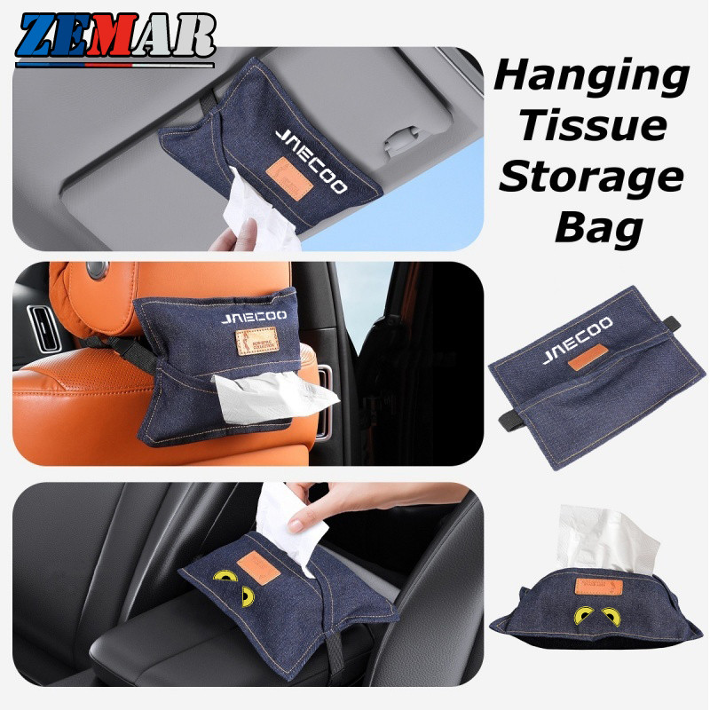 Jaecoo Mới Phong Cách Denim Túi Đựng Khăn Giấy Che Nắng Ô Tô Loại Treo Hộp Giấy Cho JAECOO J7 J8 J6 
