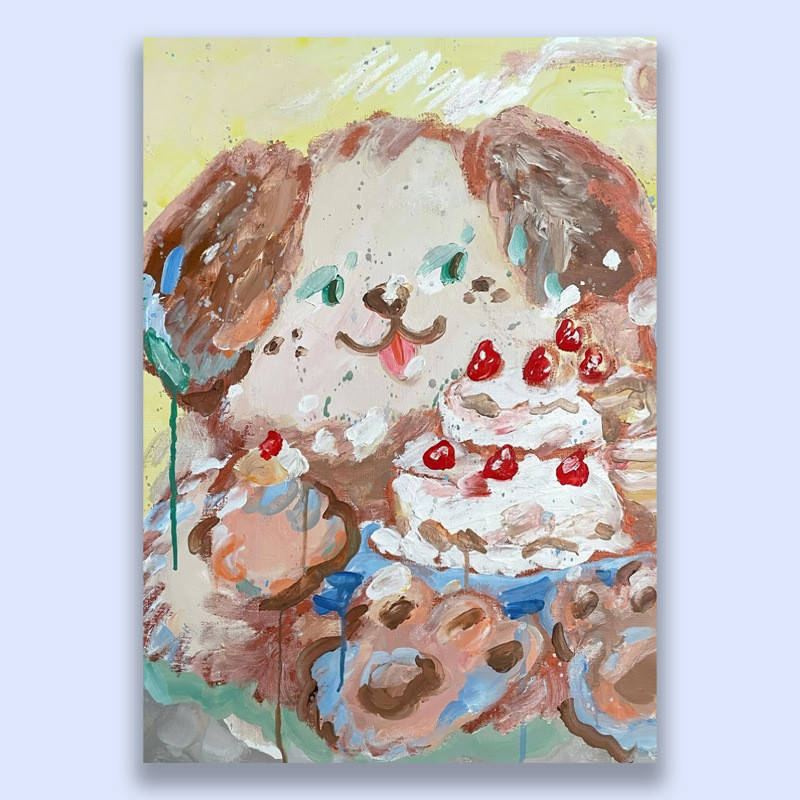 [Hàng có sẵn] friends Series Cream Illustration Bear Sweet Color Illustration Poster Art WJG