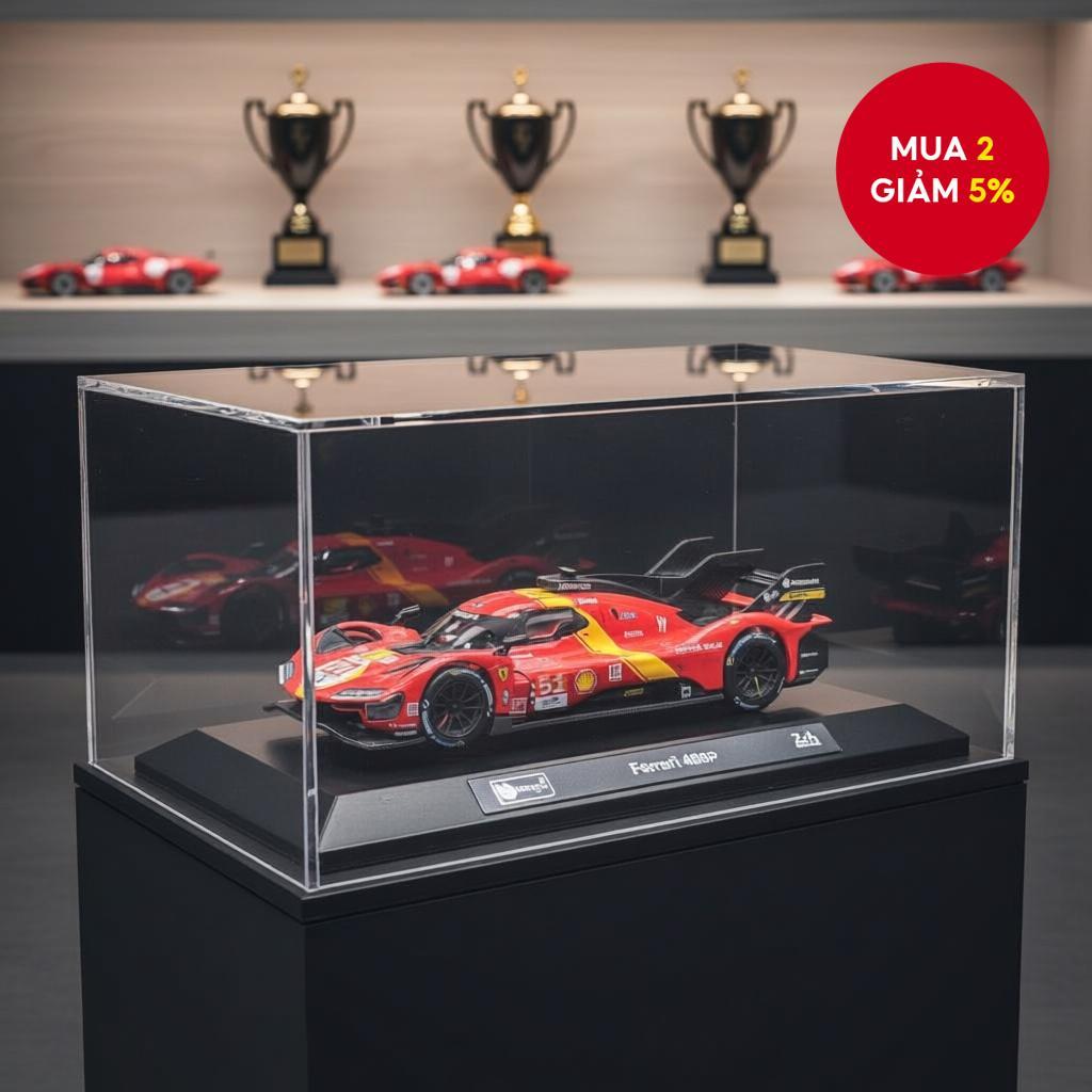 Bburago Mô Hình Sưu Tập Xe Ferrari 499P LMH & 296 GT3 Tỷ Lệ 1:43 Chất Liệu Hợp Kim (2022)