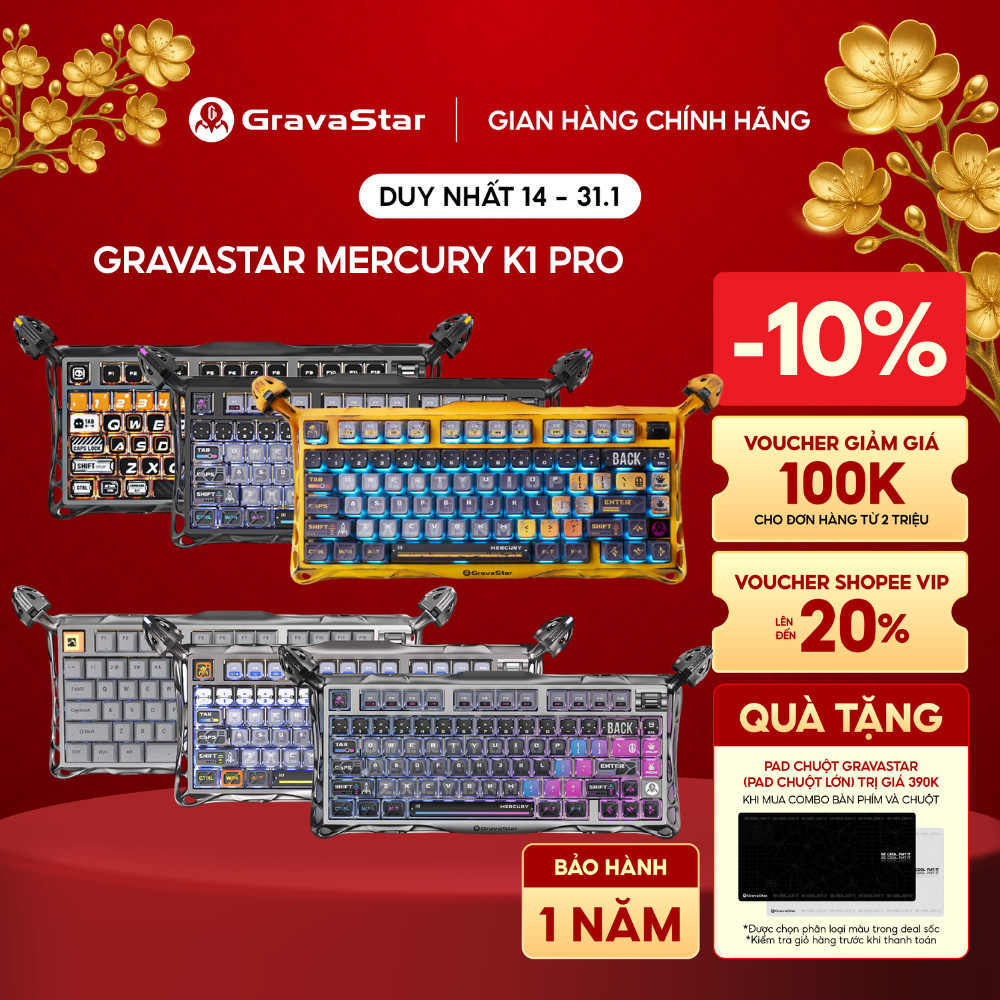 Bàn phím Gaming Gravastar Mercury K1 Pro - Hàng Chính Hãng