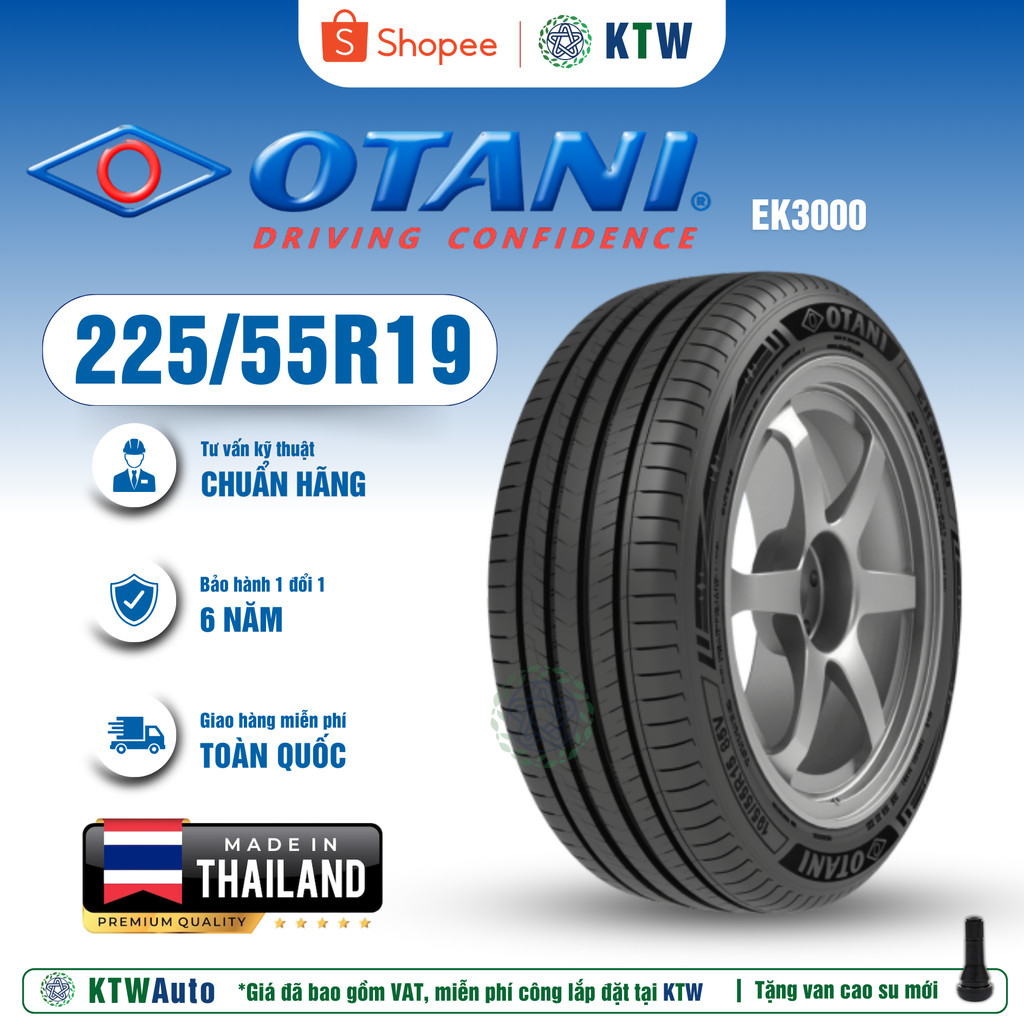 Lốp ô tô Otani 225/55R19 99V EK3000 Thái Lan - Siêu êm, Chống ồn cho Mazda CX-5, CX-8, VinFast VF8