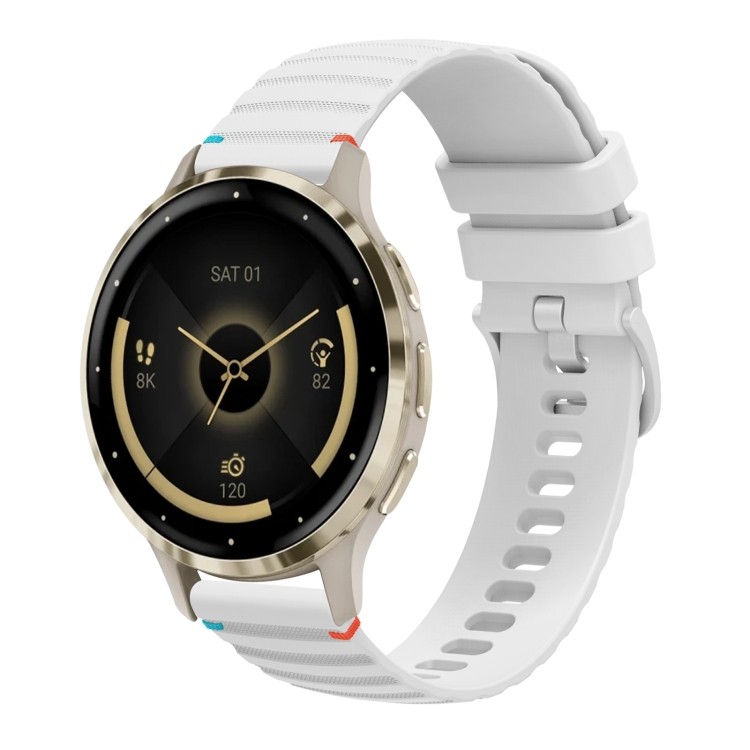 Dây đeo đồng hồ silicon hình gợn sóng 18mm được khâu cho Garmin Venu 3S / Garmin Forerunner 265S / G