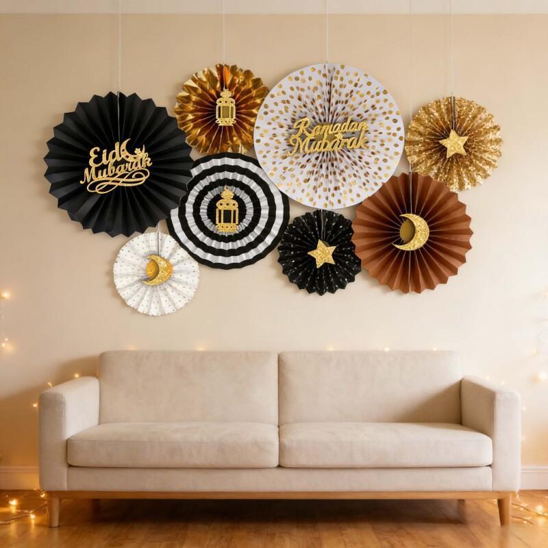 2026 Hari Raya Quạt Giấy Hoa Ramadan Trang Trí Tường Eid Mubarak Dự Tiệc Cung Cấp Eid Mubarak Mặt Tr