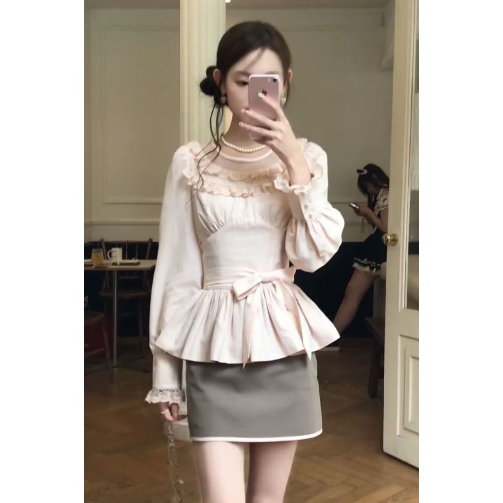 Áo Sơ Mi Nhật Bản Đầu Thu Áo Sơ Mi Không Khí Mặc Áo Sơ Mi Nhỏ Muối Ngọt Ngào Áo Sơ Mi Giảm Tuổi Áo S