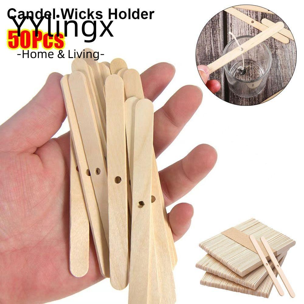 YYLINGX 50 Cái Dụng cụ làm Candel, Giá đỡ bấc Candel bằng gỗ 114mm, Thiết bị định tâm DIY Thủ công t