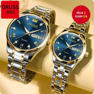 Đồng hồ đôi chính hãng, thời trang tay vàng bạc chống thấm nước bằng thép không gỉ