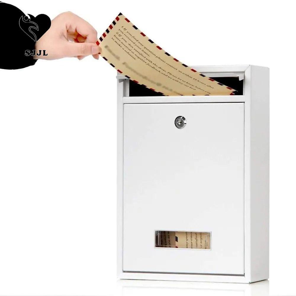 Hộp thư treo tường SJJL, Hộp chữ thiếc sắt chống mưa, Hộp thư có 2 phím Cửa sổ trong suốt Khóa an to