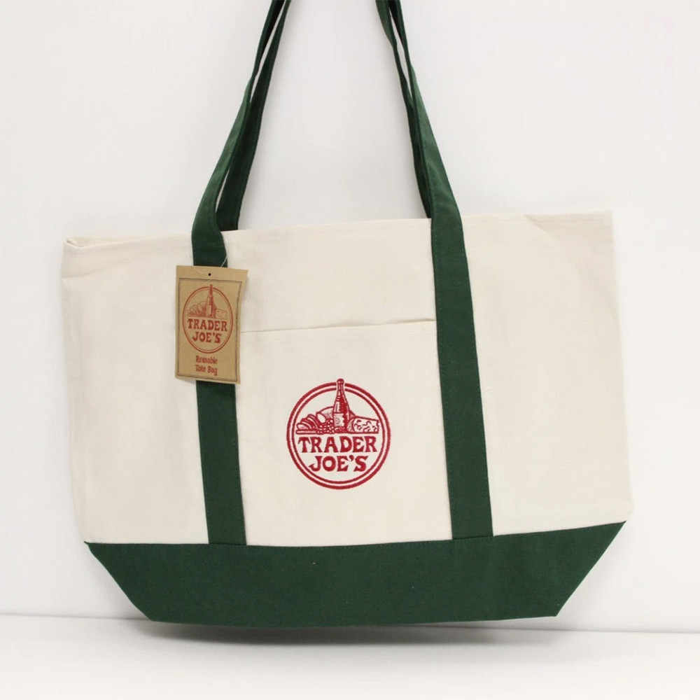 Trader Joe's Large Canvas Tote Fashion Embroidery Organizer Fashion Canvas Bags
