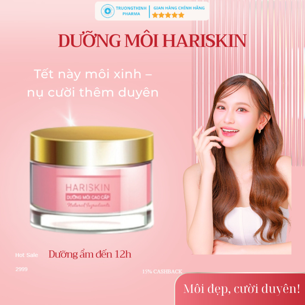 Dưỡng môi Hariskin cung cấp vitamin dưỡng ẩm làm mềm môi ngăn ngừa khô nẻ bong tróc