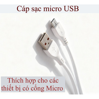 Dây cạc Micro USB -lõi đồng nguyên chất 1m - Hỗ trợ dòng 2A, Thích hợp dùng cho các thiết bị có cổng Micro- hàng sẵn kho