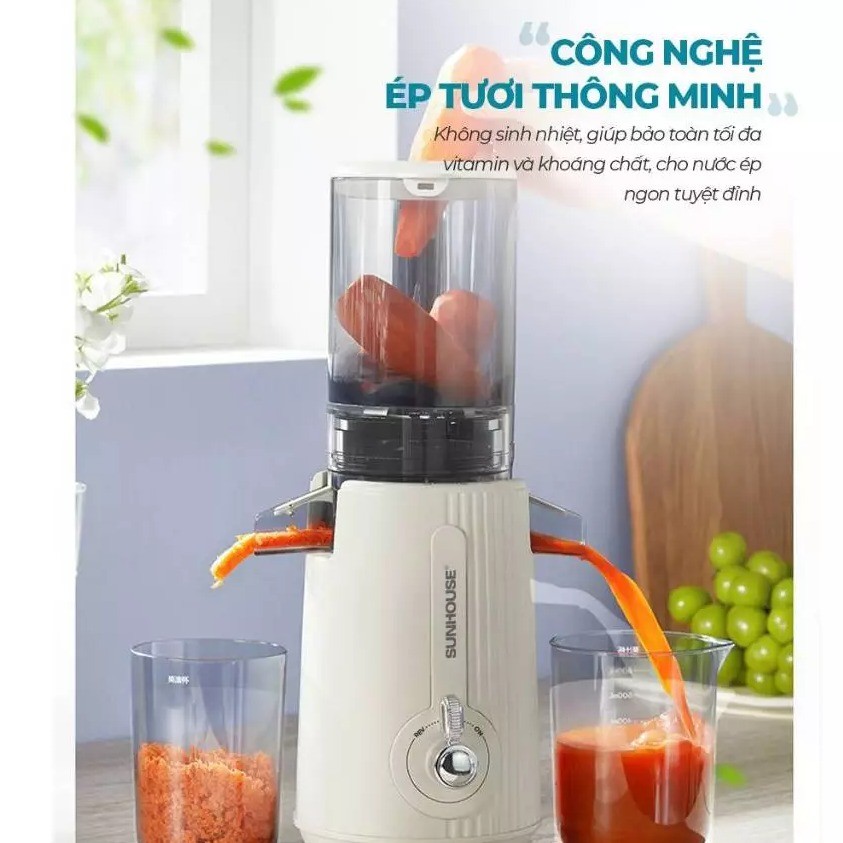 Máy Ép Chậm Sunhouse SHD5516 – 600ml – Ép Kiệt Bã – Làm Kem Trái Cây