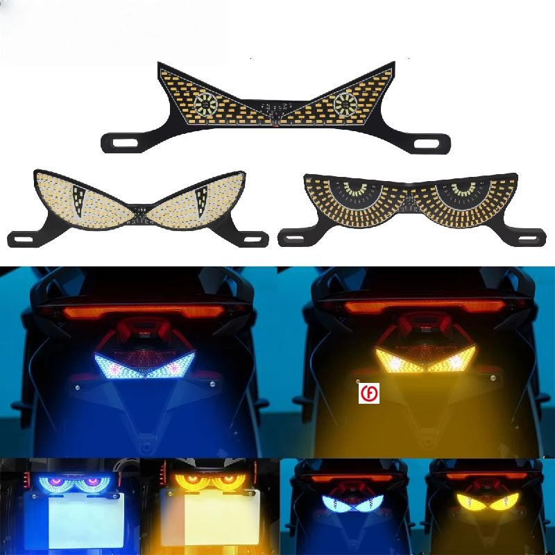 1 Set Motorcycle License Plate Light Cat Eye LED License Plate Tail Light Decorative Light Flashing 