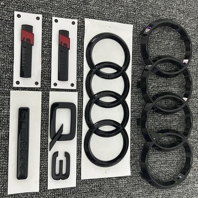 Dành Cho AUDI Q3 2013-2022 4Ring logo ABS Đen Xe Hood Lưới Tản Nhiệt Trước Biểu Tượng Phía Sau Thân 