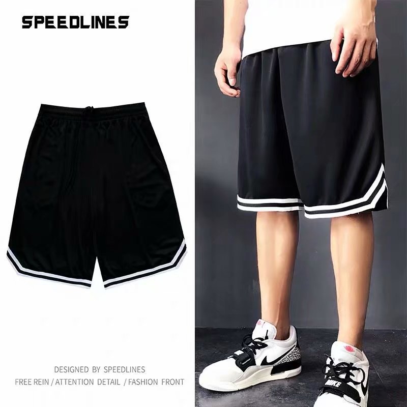 【Ready Stock】 Breathable Basketball Shorts Men's Summer Loose Quick-Drying Sports Shorts over the Kn