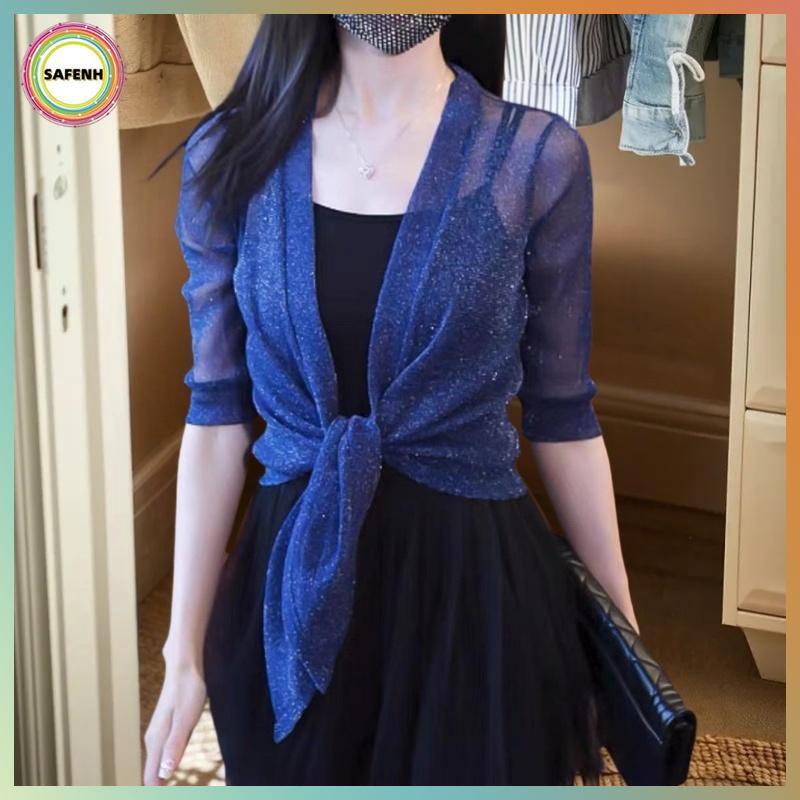 SAFENH Cưới Jaet Quấn Dài Nửa Tay Bolero Shrug Dành Cho Nữ Cardigan Bolero Jaet Mũi Cho Đầm Dự Tiệc 
