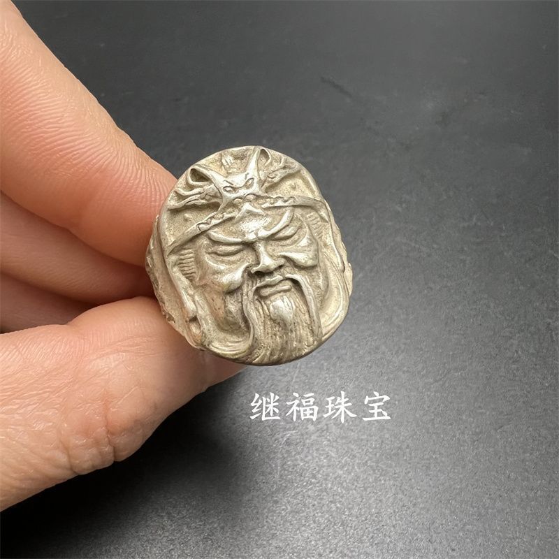 Cổ Hàng Cũ Đồng Cổ Cổ Mạ Bạc Cũ Bạc Tây Tạng Bạc Quan Công Nhẫn Bạc Miao Nhẫn Cờ Lê Ngón Tay 2.7