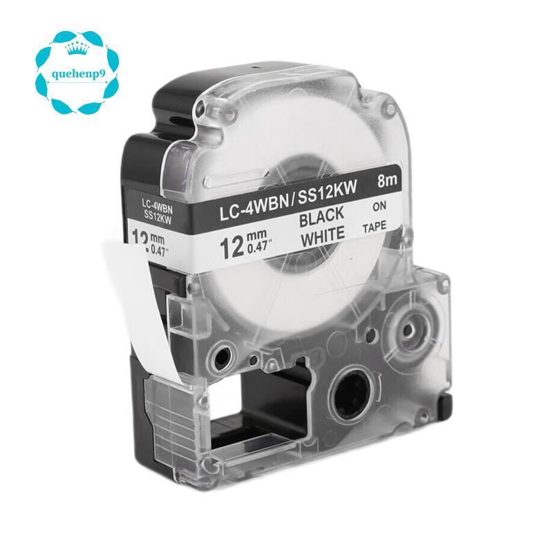 5 Gói Thay Thế -4WBN LC-4WBN9 (SS12KW) Băng Nhãn Cho LabelWorks LW300 LW400 LW500 LW700 Đen Trên Trắ